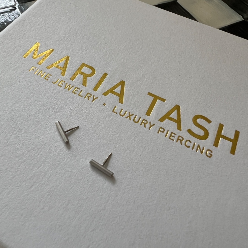 MARIA TASH Matte Round Bar Frontal 14K White Gold Frontal ONLY